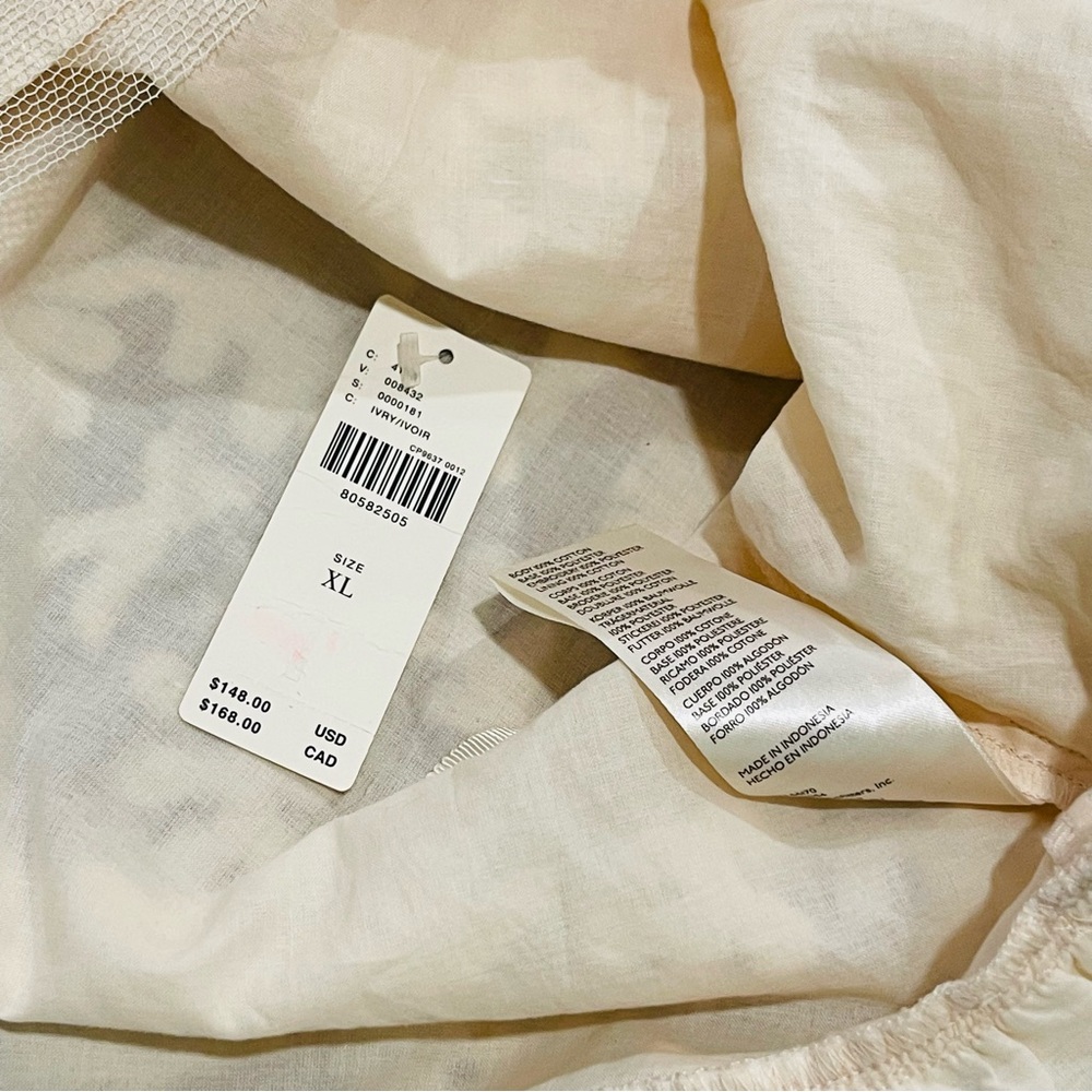 Anthropologie Lace Off-The-Shoulder Cream Blouse size XL - Picture 10 of 13